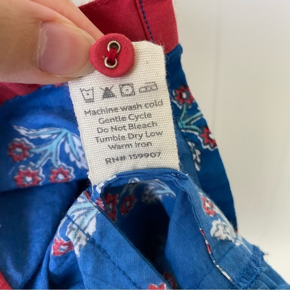 Printfresh x Paper Pencil Co Blue Red White Floral Printed Popover Dress Size M - Picture 12 of 16